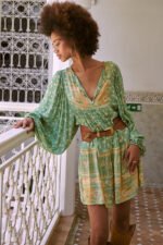 Ina Splice Printed Mini Peasant Dress - Image 6