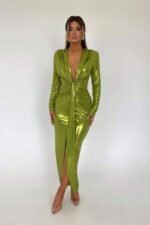 Ailiyah Metallic V-neck Slit Midi Dress - Image 22