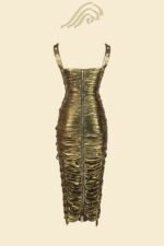 Alyssa Metallic Drawstring Gathered Midi Dress - Image 7