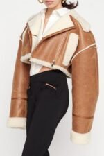 Anastasia Cropped Shearling Trimmed Jacket