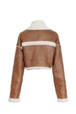 Anastasia Cropped Shearling Trimmed Jacket - Image 5