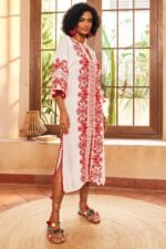 Antonia Embroidered Slip Midi Dress - Image 3