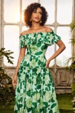 Bess Printed Ruffle Off-shoulder Tiered Maxi Dress