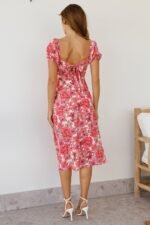Bonnie Printed Sweetheart Balloon Sleeve Midi Dress - Image 3
