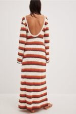 Calista Weaved Zigzag Backless Maxi Knit Dress - Image 5