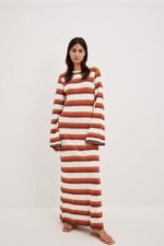 Calista Weaved Zigzag Backless Maxi Knit Dress - Image 6