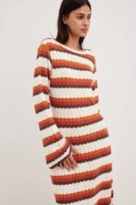 Calista Weaved Zigzag Backless Maxi Knit Dress - Image 9