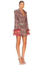 Carlin Printed Feather Belted Mini Blazer Dress - Image 2