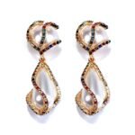 Carved Winding Diamante Pearl Drop Earrings - Image 5