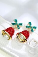 Christmas Bowknot Jingle Bell Drop Earrings - Image 2