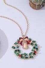 Christmas Wreath Bell Pendant Necklace - Image 3