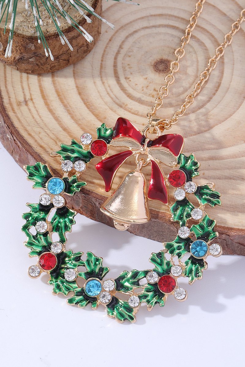 christmas-wreath-bell-pendant-necklace-sa00611141906-gold-sunfere-327134 Christmas Wreath Bell Pendant Necklace - Image 1