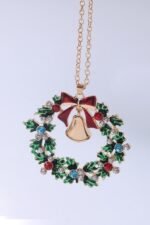 Christmas Wreath Bell Pendant Necklace - Image 2