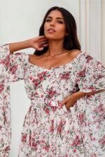 Clara Printed Off-shoulder Belted Maxi Dress - Image 3