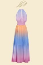 Clare Printed Plisse Halterneck Maxi Dress - Image 6