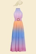 Clare Printed Plisse Halterneck Maxi Dress - Image 5