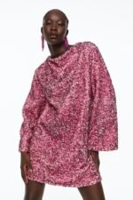 Coral Sequins Tie-back Mini Dress - Image 10