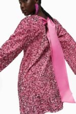 Coral Sequins Tie-back Mini Dress - Image 11