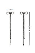 Diamante Bowknot Tassel Earrings - Image 7