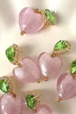 Diamante Heart Contrast Drop Earrings - Image 4