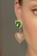 Diamante Heart Contrast Drop Earrings - Image 3