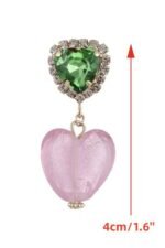 Diamante Heart Contrast Drop Earrings - Image 5