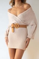 Eloise V-neck Knit Mini Dress - Image 14