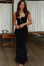 Ethel Gathered Flare Mesh Midi Dress - Image 9