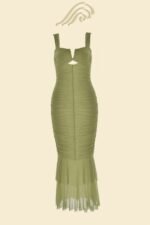 Ethel Gathered Flare Mesh Midi Dress - Image 4