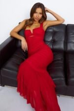 Ethel Gathered Flare Mesh Midi Dress - Image 5