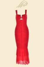 Ethel Gathered Flare Mesh Midi Dress - Image 8