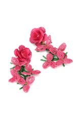 Floral Petal Beaded Tassel Earrings - Image 3