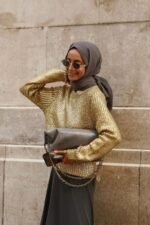 Freda Textured Metallic Knit Sweater - Image 4
