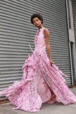 Gabrielle Halterneck Ruffle Maxi Dress