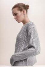 Genevieve Metallic Foiled Cable-knit Sweater - Image 3
