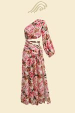 Gertrude Printed Cut-out Asymmetry Maxi Dress - Image 11