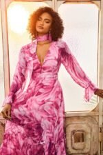 Gilda V-neck Chiffon Maxi Dress - Image 3