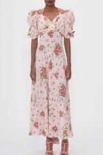 Hanna Printed Puff Sleeve Maxi Dress