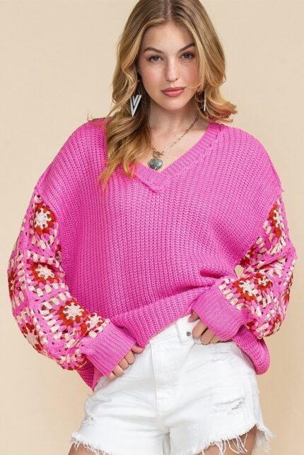Hedy Crochet V-neck Sweater