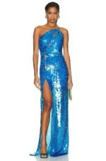 Hedy Sequins Cut-out Slit Maxi Dress