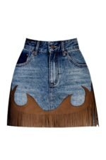 Heidi Splice Tassel Denim Mini Skirt - Image 7