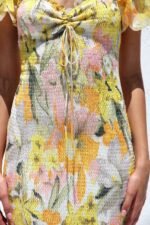 Helen Printed Sweetheart Shirred Midi Mermaid Dress - Image 7