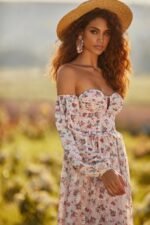 Helena Printed Embroidered Off-shoulder Maxi Dress - Image 2