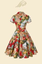 Helma Retro Printed Belted Cotton Shirt Midi Dress - Image 2