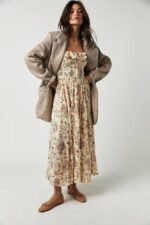 Iris Printed Shirred Bodice Ruffle Midi Dress - Image 2