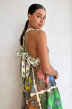 Janice Printed Halterneck Maxi Dress - Image 4