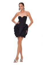 Jenny Strapless Ruffled Knit Mini Dress - Image 3