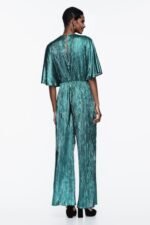 Jocelyn V-neck Metallic Plisse Jumpsuit - Image 3