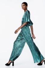 Jocelyn V-neck Metallic Plisse Jumpsuit - Image 2