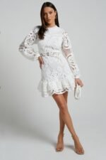 Jodie Lace Ruffle Tiered Mini Dress - Image 3